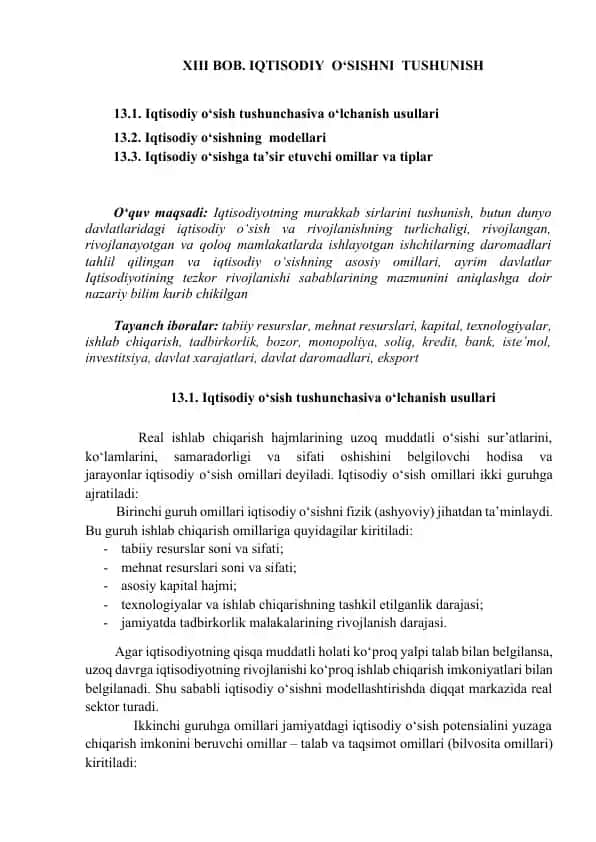 Iqtisodiy O‘sishni Tushunish