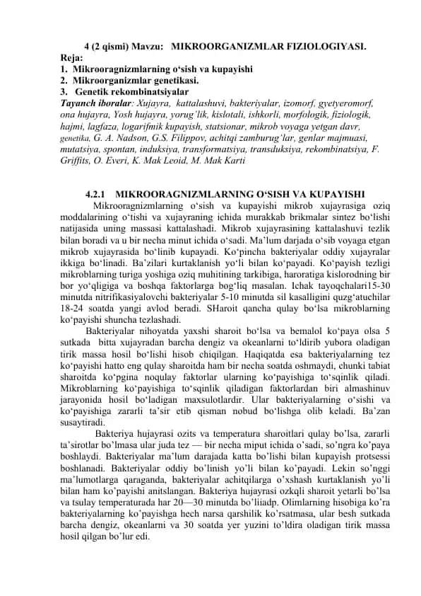 Mikrooragnizmlar Fiziologiyasi