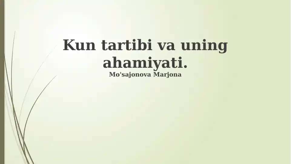 Kun tartibi va uning ahamiyati
