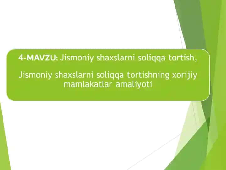 Jismoniy shaxslarni soliqqa tortish