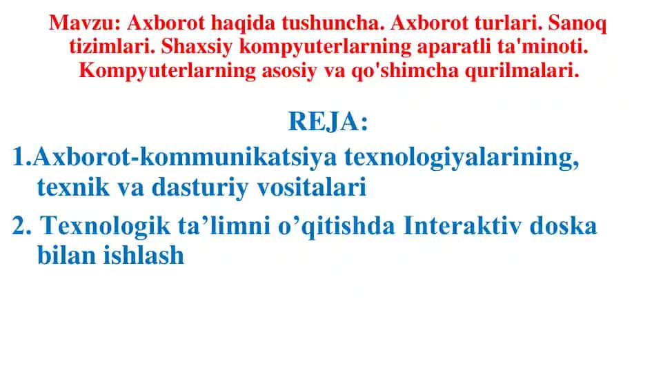 Axborot tizimlari haqida ma'lumotlar
