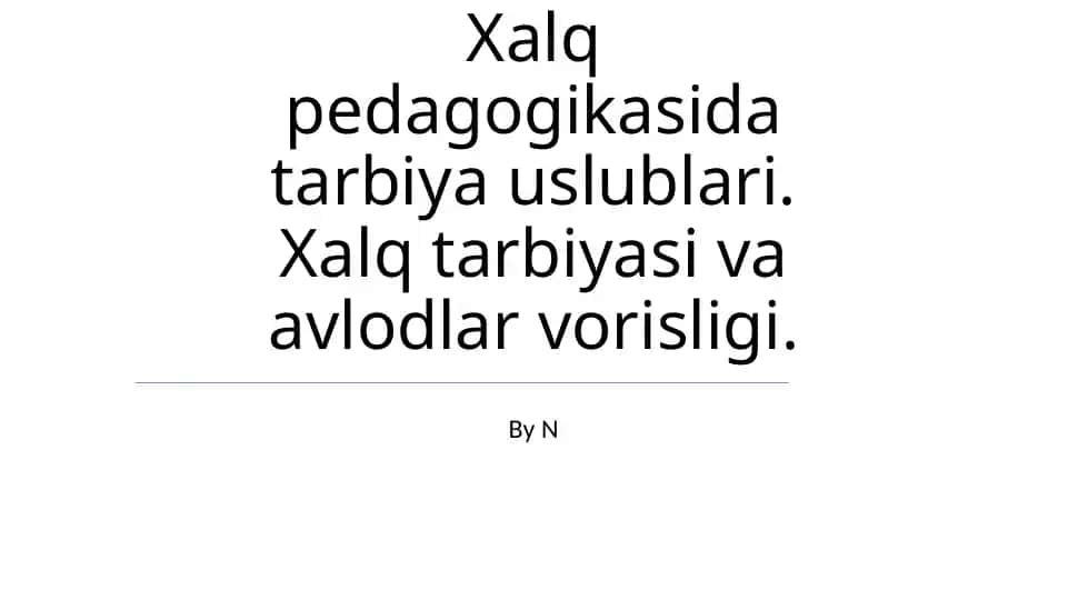 Xalq pedagogikasi