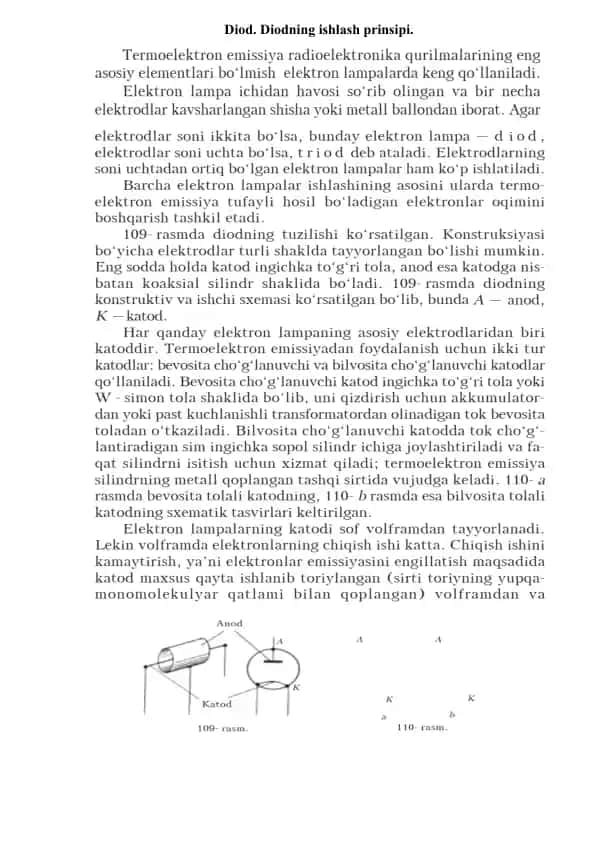 Diod. Diodning ishlash prinsipi