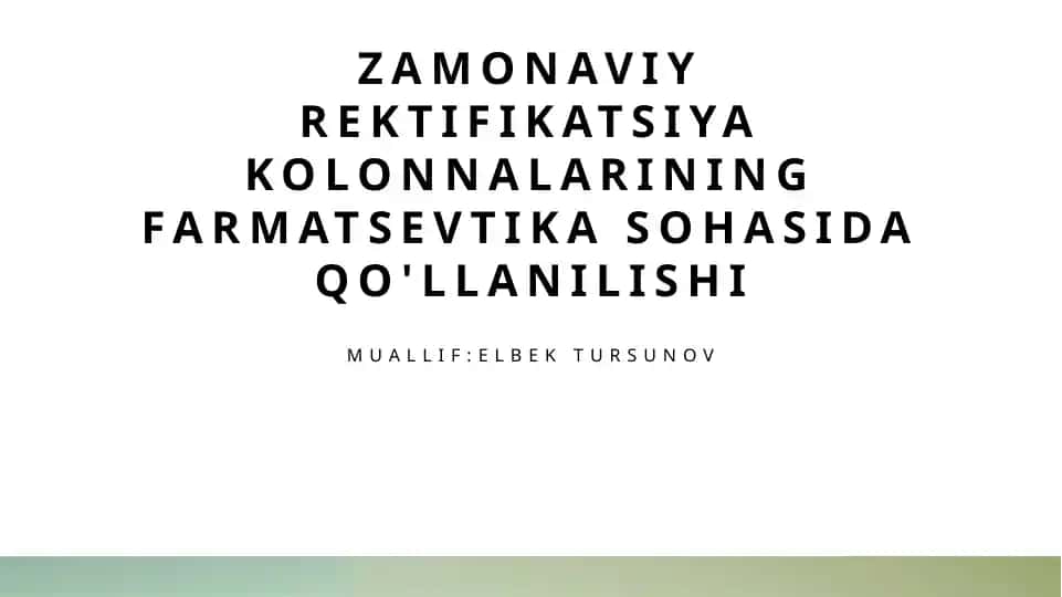 Farmatsevtika sanoatida yangi rektifikatsiya kolonnalari