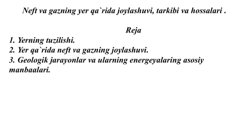 Neft va Gaz Geologiyasi