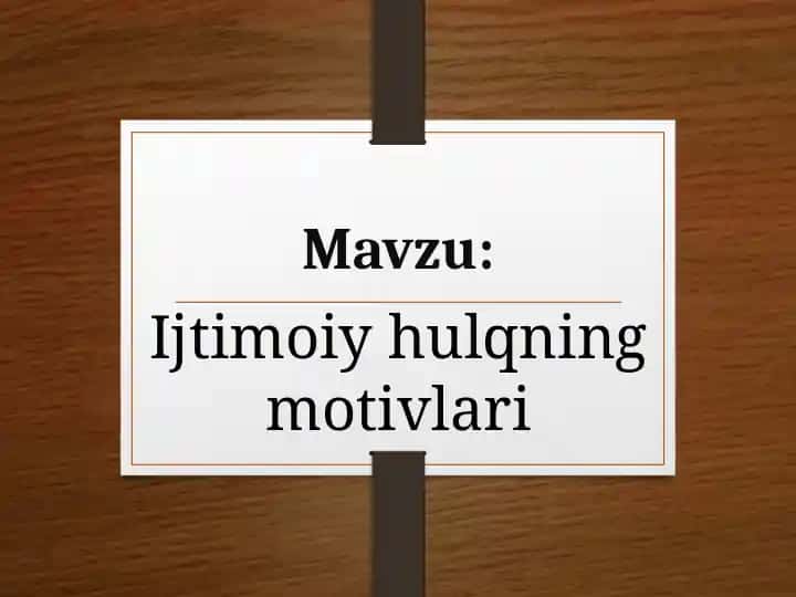 Ijtimoiy hulqning motivlari