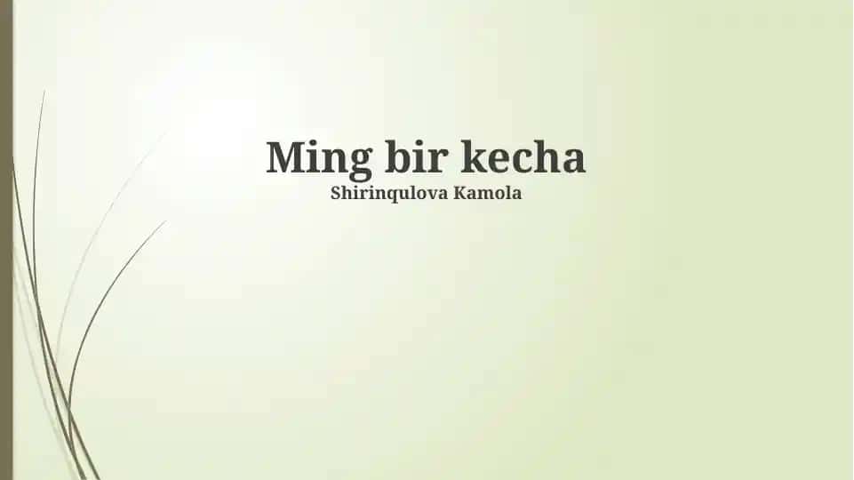 Bir kecha: Kirish