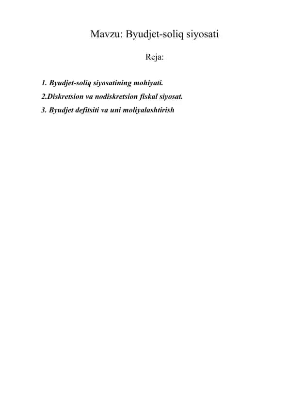 Byudjet-soliq siyosati
