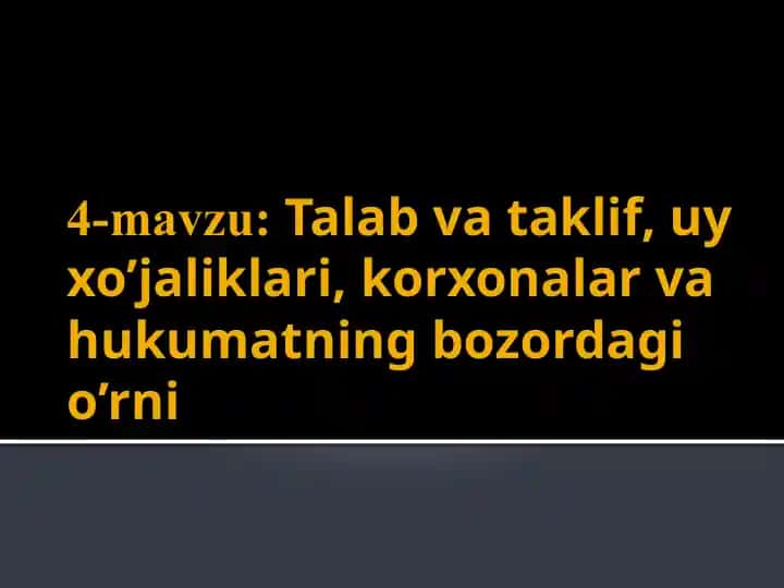 Talab va taklif