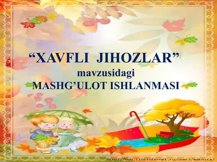 MASHG’ULOT ISHLANMASI “XAVFLI JIHOZLAR”