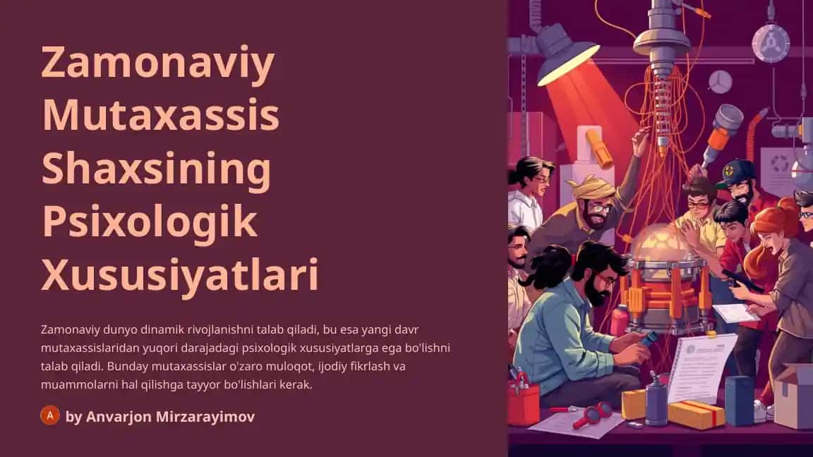 Zamonaviy Mutaxassis Shaxsining Psixologik Xususiyatlari