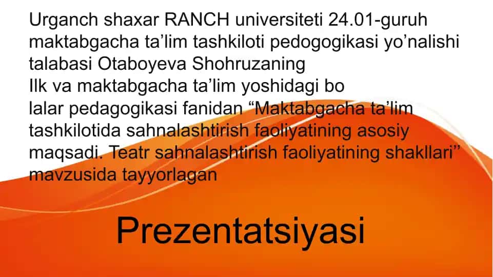 Sahnalashtirish faoliyatining asosiy maqsadi. Teatr sahnalashtirish faoliyatining shakllari