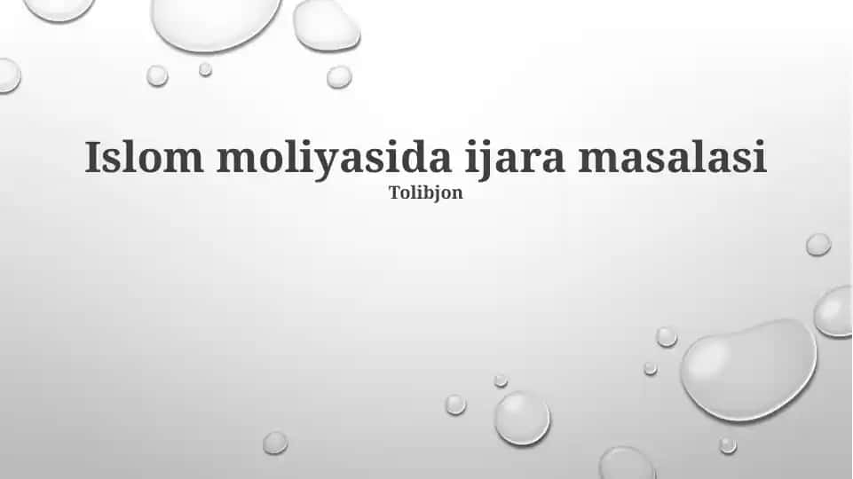 Islom moliyasida ijara masalasi