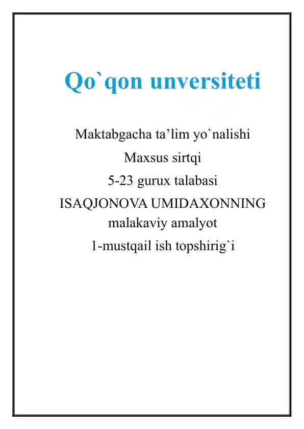 Jismoniy daqiqa hafta mavzusiga oid mashgulot