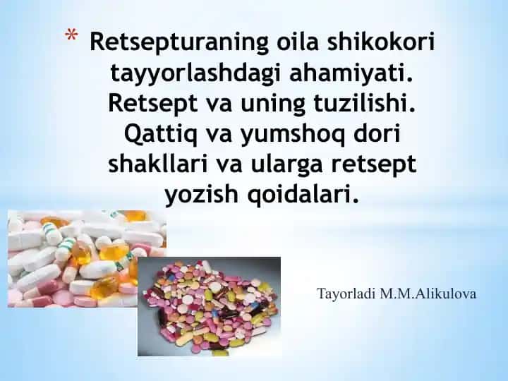 Farmakologiya tibbiyotning asosiy fanlari