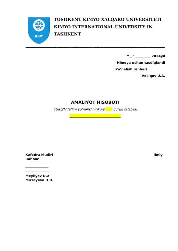 AMALIYOT HISOBOTI
