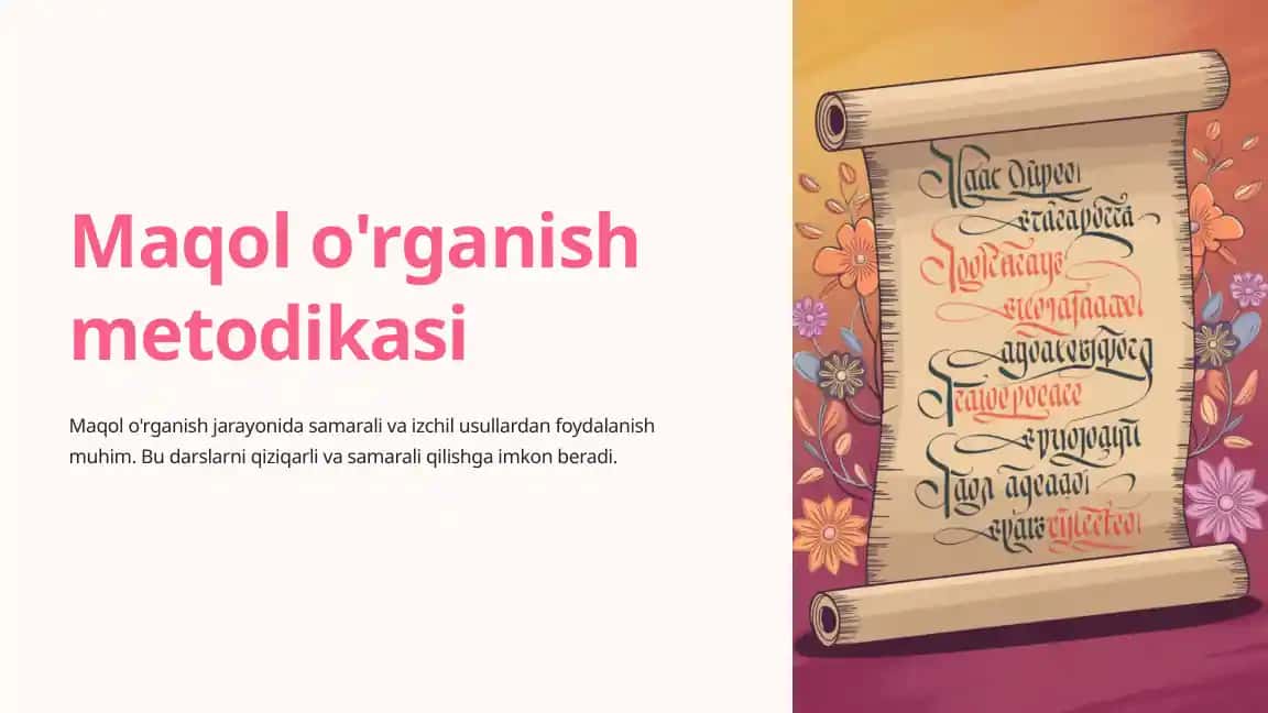 Maqol o'rganish metodikasi