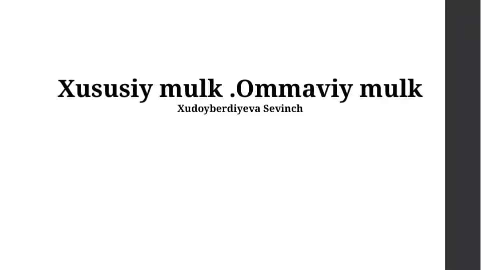 Xususiy va Davlat Mulkiy