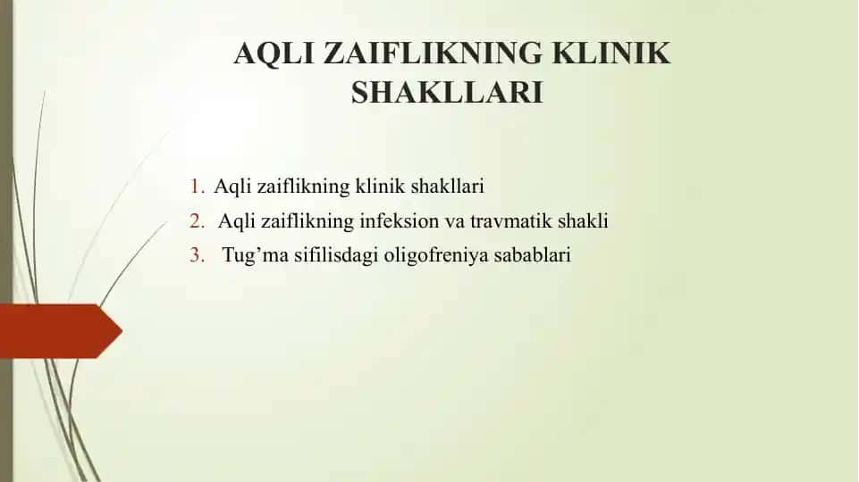Aqli zaiflikning klinik shakllari