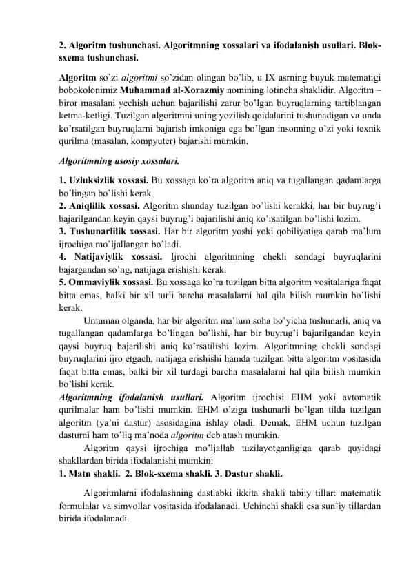 Algoritm tushunchasi