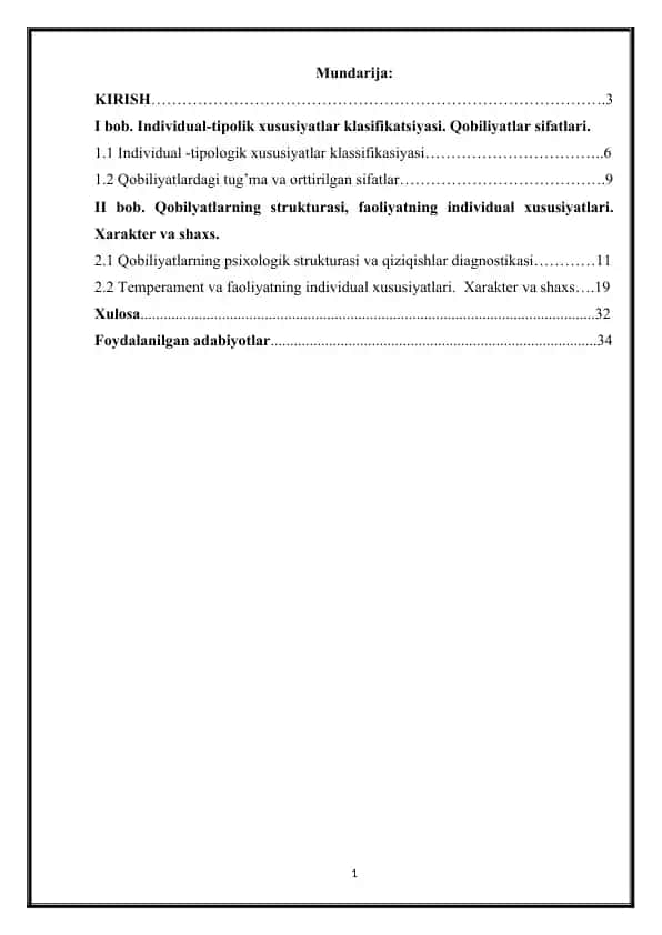 Individuallikni izohlovchi xususiyatlar majmuasi