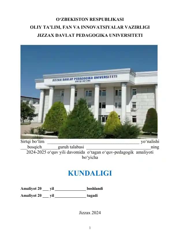 Amaliyot Kundaligini Yuritish Bo‘yicha Ko‘rsmalar