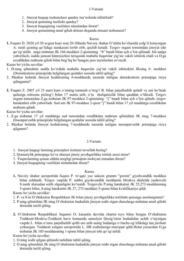 Jinoyat Huquqi Tushunchasi