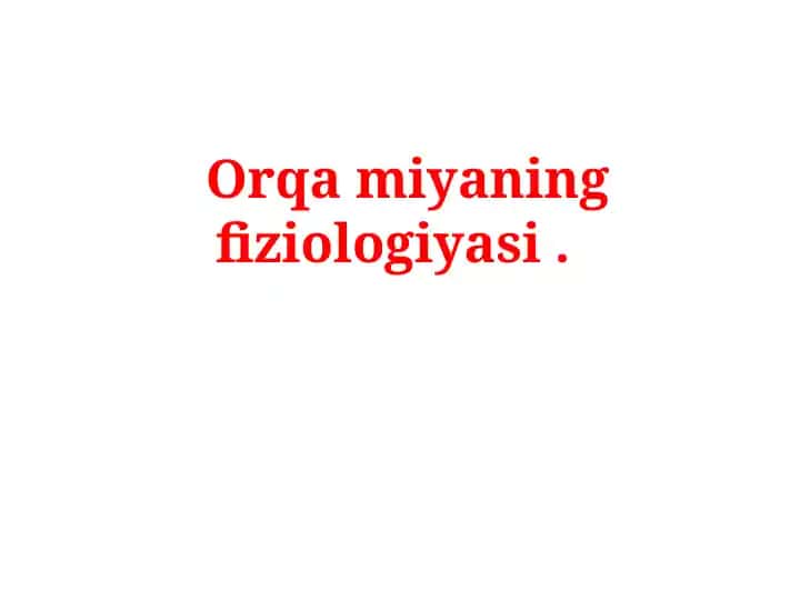 Orqa miyaning fiziologiyasi