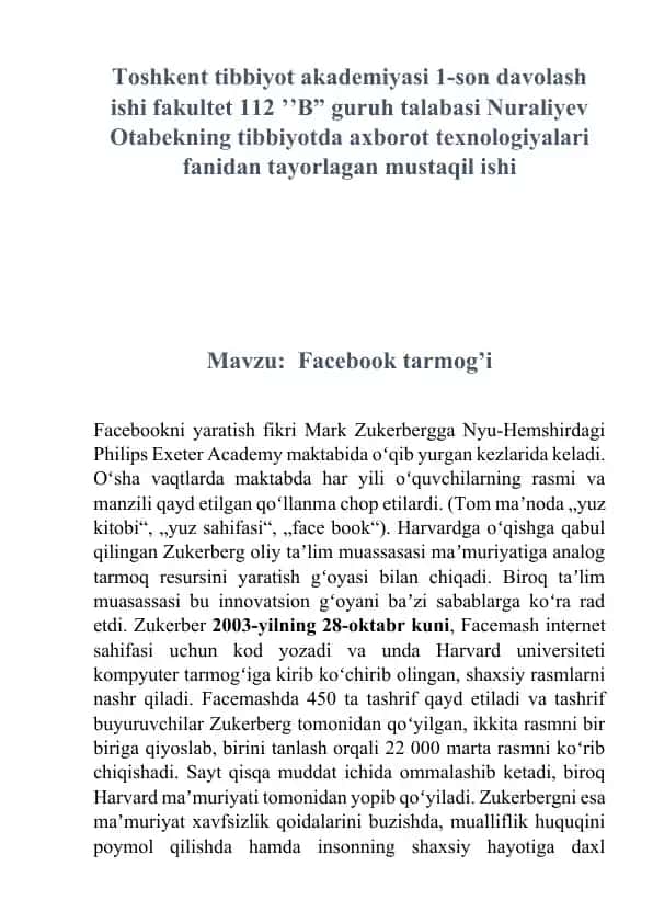 Facebook tarmog’i