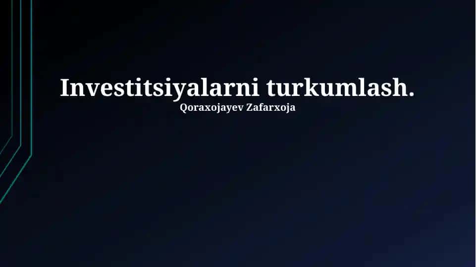Investitsiyalarni turkumlash