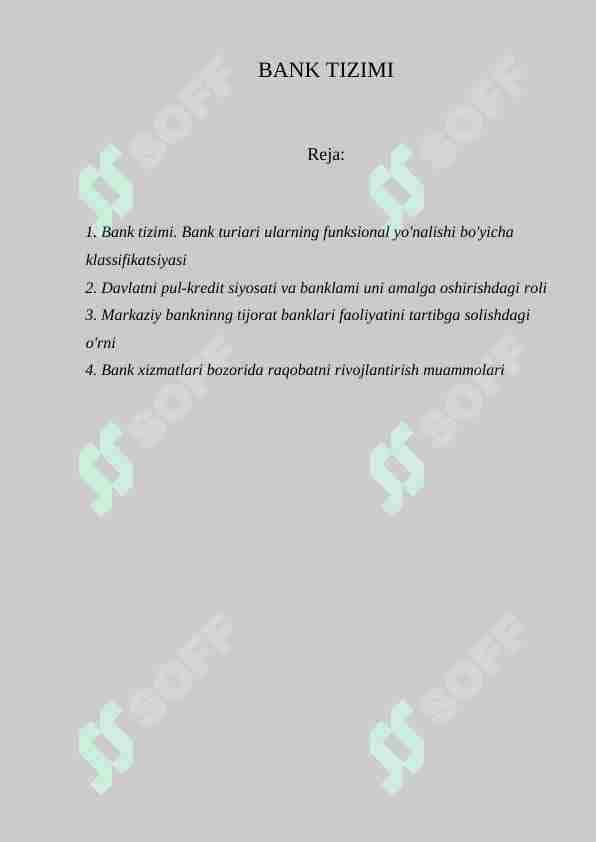 BANK TIZIMI