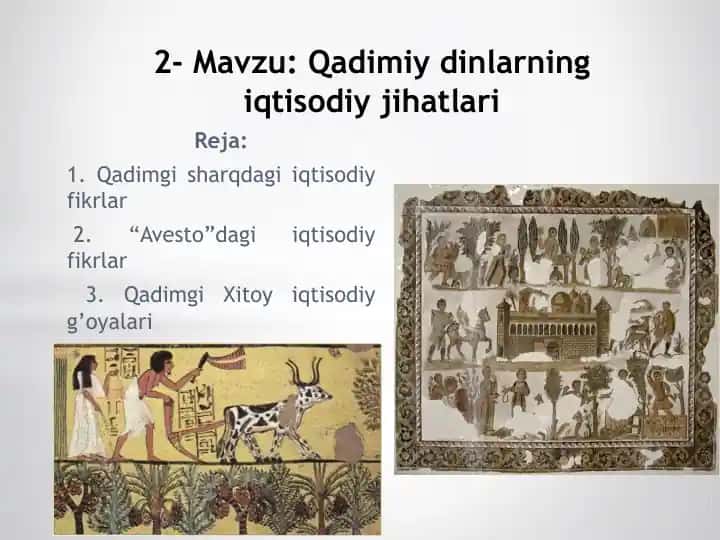 Qadimiy dinlarning iqtisodiy jihatlari