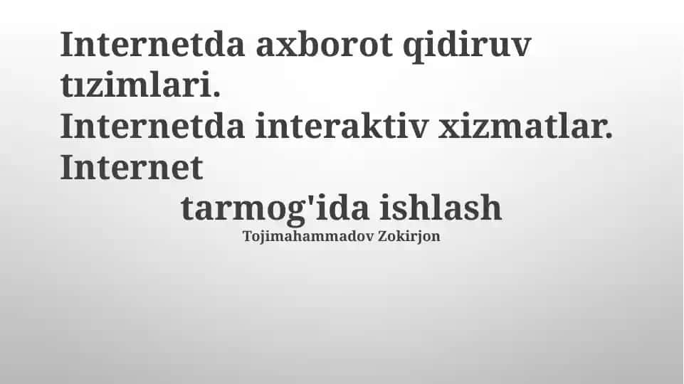 Internet Qidiruv Tizimlari