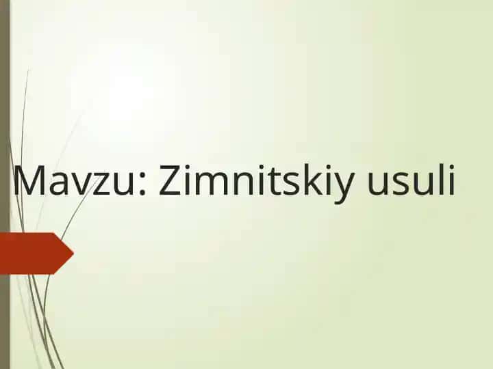 Zimnitskiy usuli