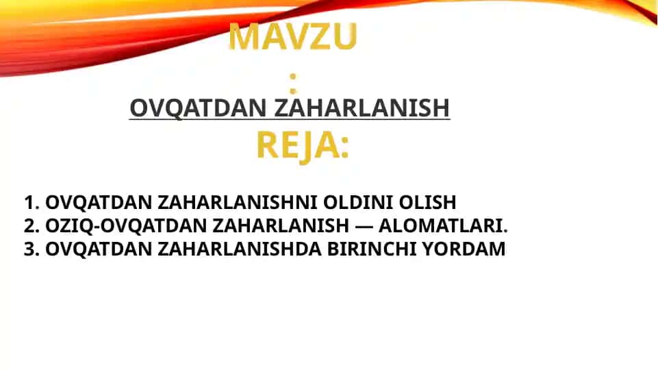 ovqatdan zaharlanish