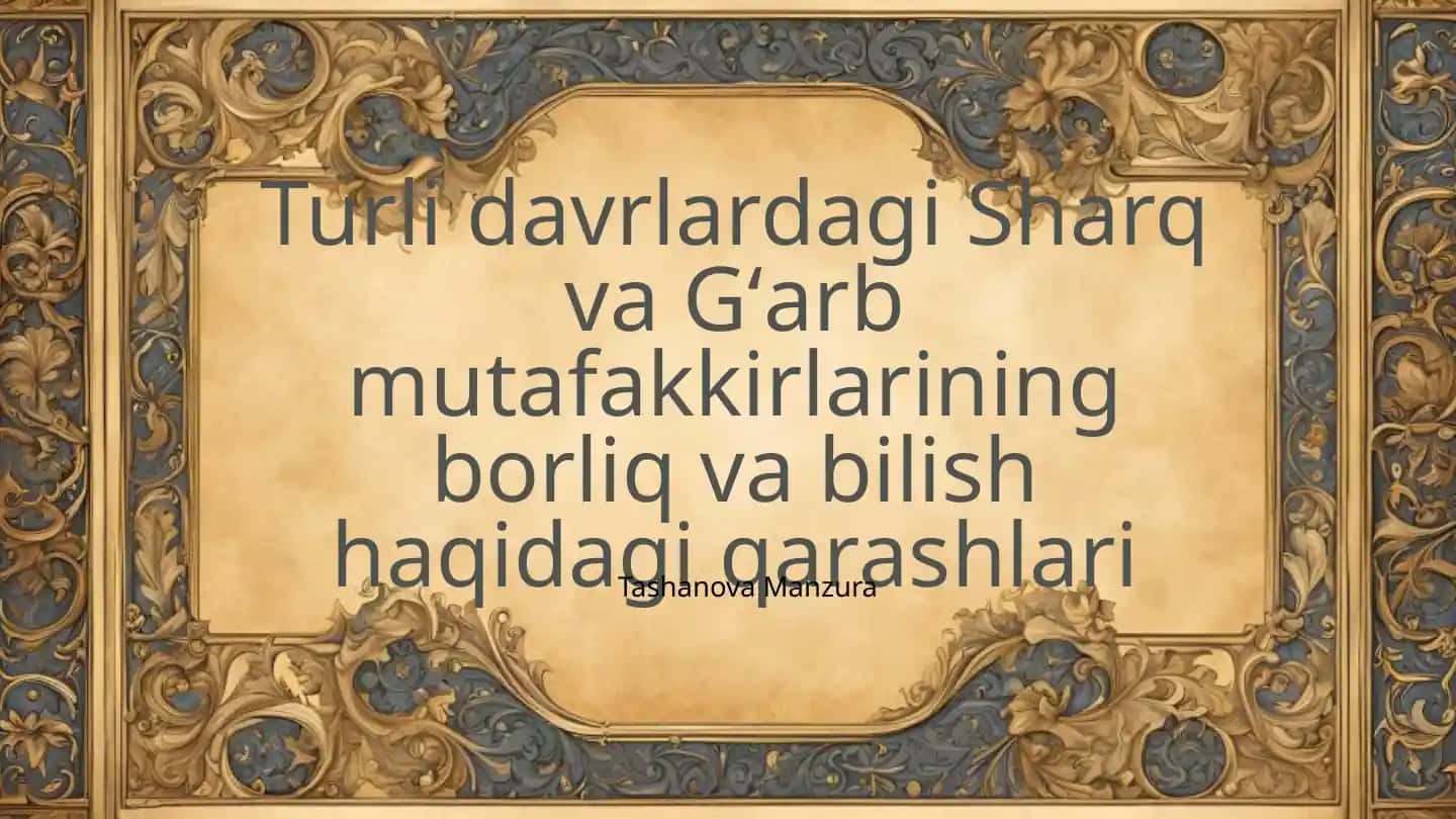 Al-Farobi: Bilim va borliq