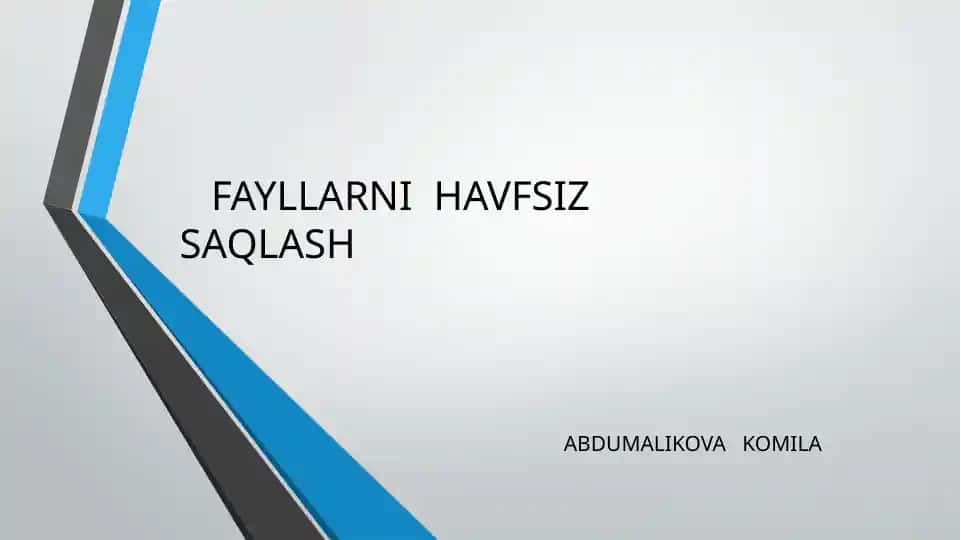Fayllarni havfsiz saqlash