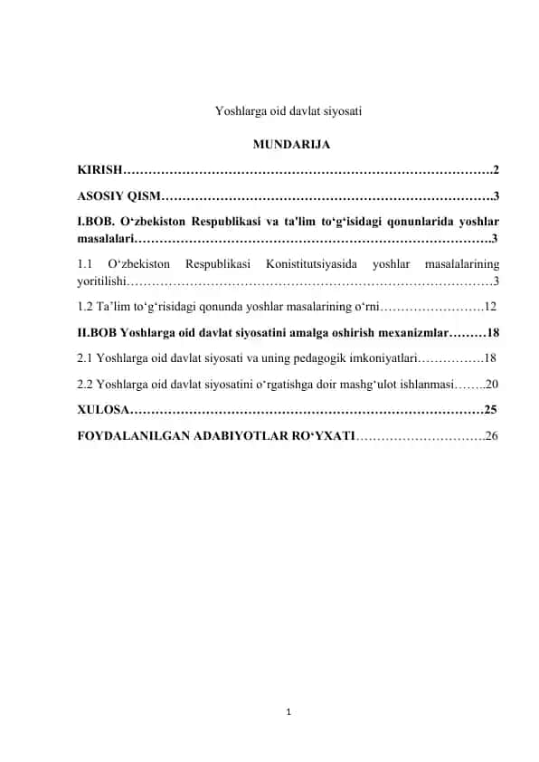 Yoshlarga oid davlat siyosati