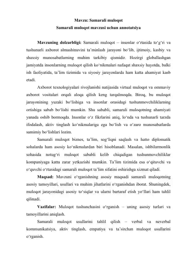 Samarali muloqot