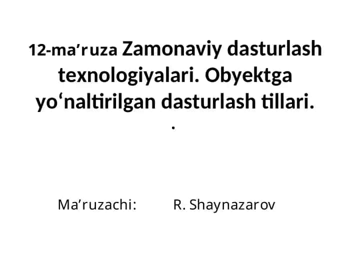 Zamonaviy dasturlash texnologiyalari