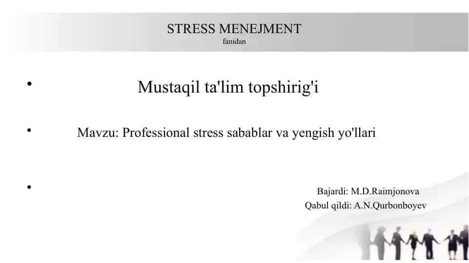KASBIY STRESS NIMA?