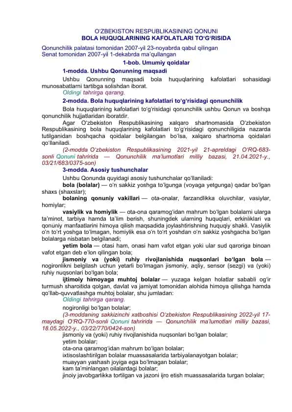 Bola Huquqlarining Kafolatlari