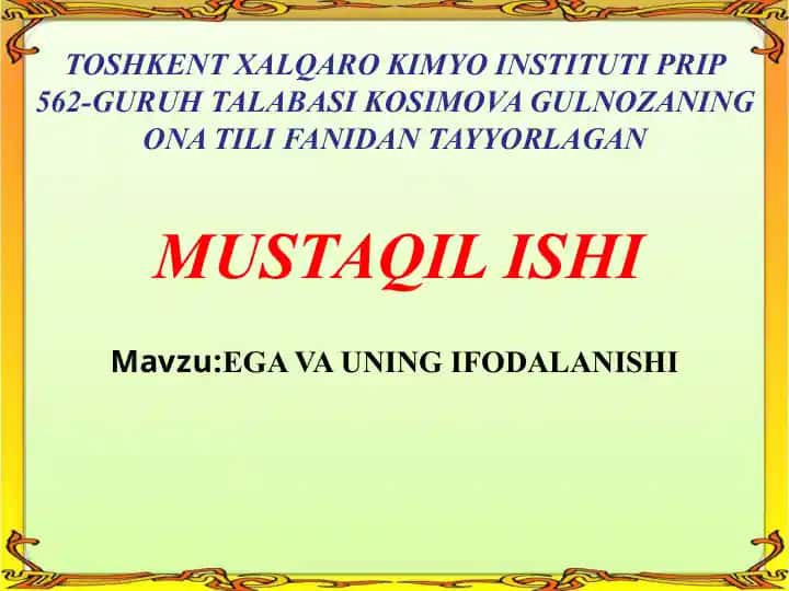 EGAVA UNINGIFODALANISHI