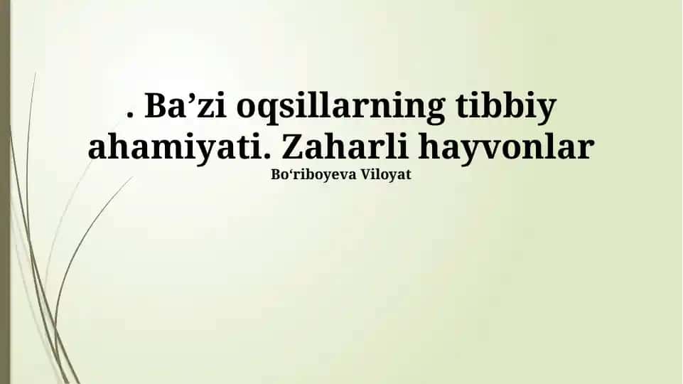 Zaharli Hayvonlar Zahrlaridagi Muhim Oqsillar