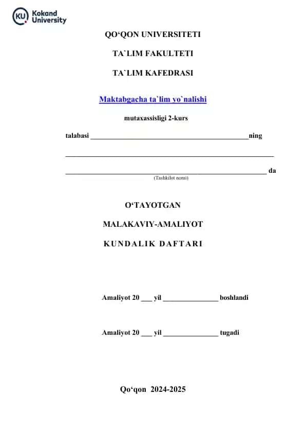Amaliy ishlar/Maktabgacha va boshlang'ich ta'lim