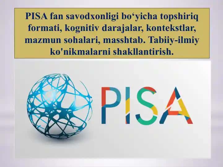 PISA fan savodxonligi bo‘yicha topshiriq formati