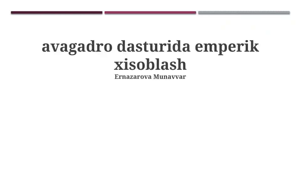Avogadro dasturida emperik xisoblash