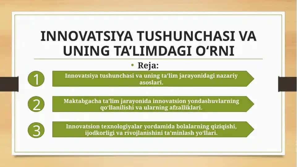 Innovatsiya tushunchasi va uning ta’limdagi o‘rni