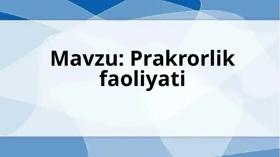 Prakrorlik faoliyati