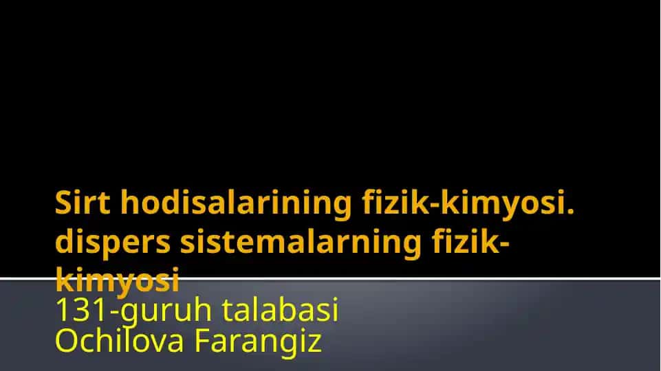 Sirt hodisalarining fizik-kimyosi
